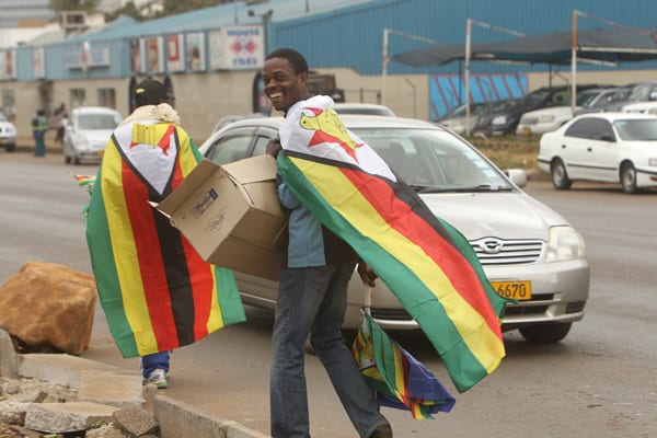 Zimbabwe, flags of peace and justice