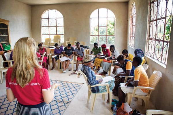 Maryknoll Lay Missioner Ashley Leen trains women and girls through weekly meetings to empower and help them. Couple Embraces Gospel Craziness in Tanzania