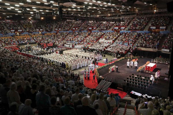 Beatification Mass in a packed Cox Convention Center to celebrate the first U.S.-born martyr beatified.