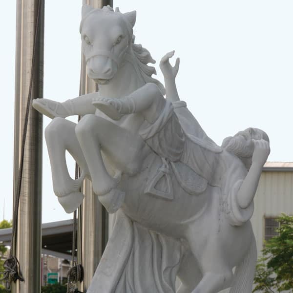 The conversion of Paul: Saul of Tarsus, who became Paul the Apostle, falls off his fabled horse in this statue at Our Lady of Guadalupe Church in Taichung,Taiwan.