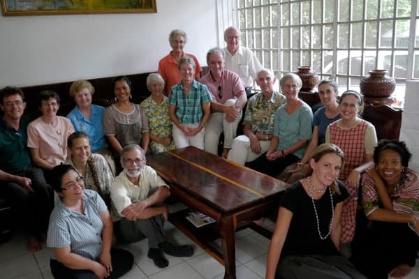 Maryknoll Cambodia: 2012 photo of missioners in Cambodia at their monthly Pastoral Theological Reflection. (S. Sprague/Cambodia)