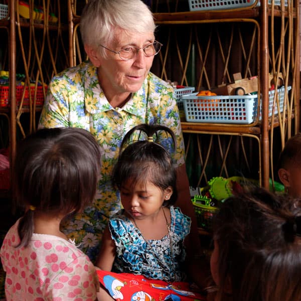 Maryknoll Cambodia: Maryknoll Sister Mary Little is the co-director of the Boeung Tum Pun Community Health and Education Project, which helps children in need to have the opportunity for a better education and future. (S. Sprague/Cambodia)