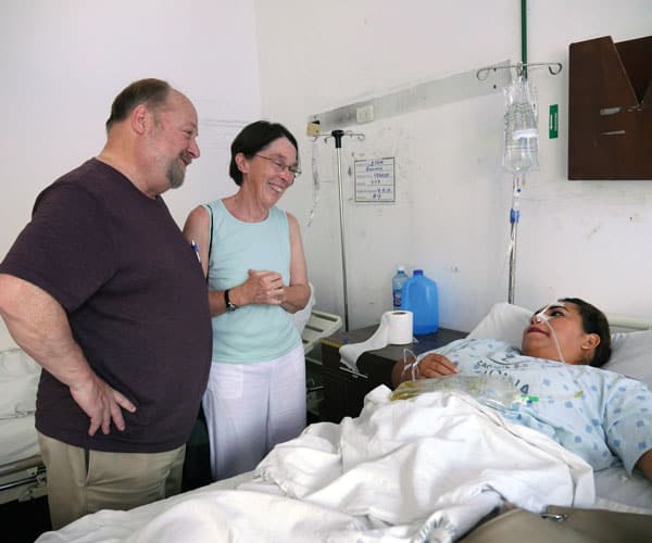 First Mission sending: Deacon Joe Peters and his wife Jan visit a hospital in El Salvador during a mission immersion trip. (S. Sprague/El Salvador)