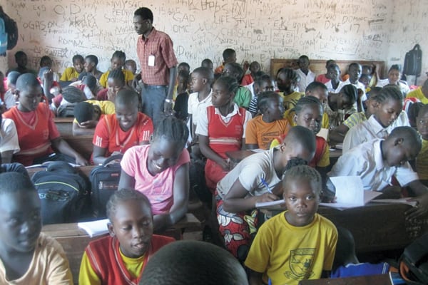 Those who graduate from Solidarity Teacher Training College in this new African nation face a struggle trying to teach in classrooms that are often crammed with as many as 100 to 125 students. (Courtesy of G. Hurrish/S. Sudan)