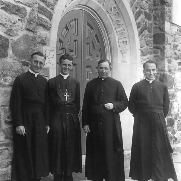 From left, Father Bernard Meyer, Bishop James E. Walsh and Fathers James A. Walsh and Francis X. Ford, who later became bishops, at Maryknoll, circa 1929. (Maryknoll Mission Archives)