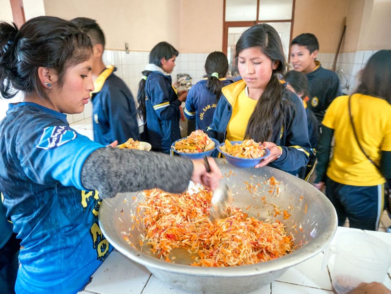 Lunch time at San Juan Bosco School. (Nile Sprague/Bolivia)