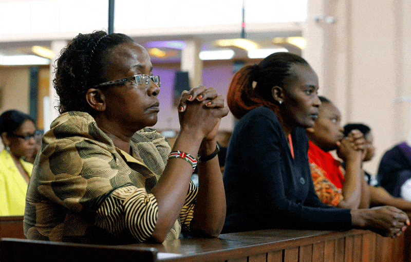 Africa's informal settlements 'perfect storm' for COVID-19: Worshippers pray during a Mass at the Cathedral Basilica of the Holy Family in Nairobi, Kenya, March 22, 2020, amid concerns about the spread of the coronavirus disease. (CNS photo/Thomas Mukoya, Reuters)