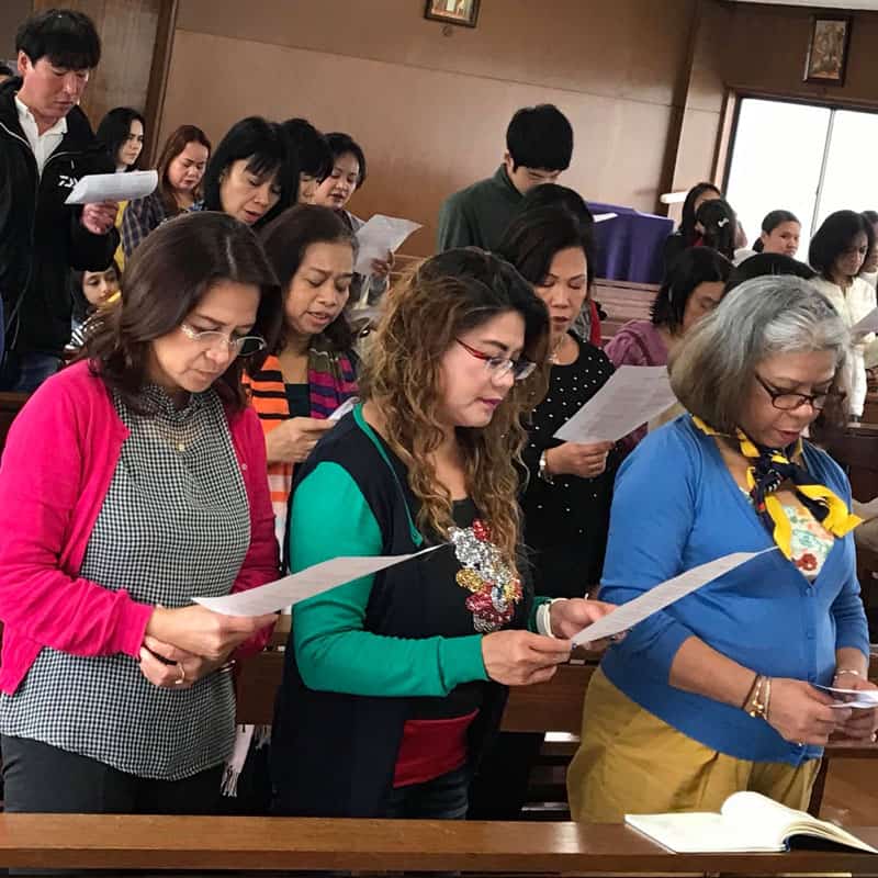 Participants of the Kalakasan Migrant Women Empowerment Center in Kawasaki, Japan, attend Mass. (Courtesy of Kalakasan Center)