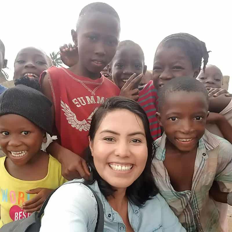 Brenda Noriega on a missionary immersion trip with Catholic Relief Services, where she visited children in Manrovia, Liberia. (Courtesy of Brenda Noriega/Liberia)
