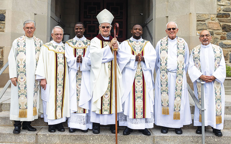 (From left to right) Father Timothy Kilkelly, Superior General Lance Nadeau, Father Charles Ogony, Bishop Peter Byrne, Father Joshua Maondo, Father James Lynch and Father Juan Zúñiga pose for a photo. (Octavio Durán/U.S.)